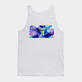 Blue and Purple Dreams Shark Tooth Fossil Paint Swirl Print Tank Top